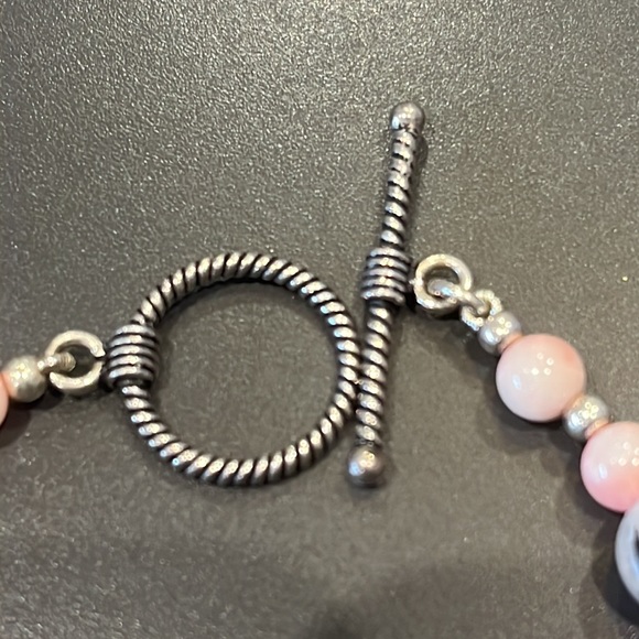 Vintage gemstone sterling quartz and coral necklace - Picture 4 of 6